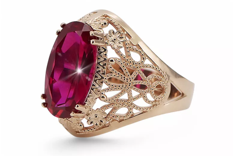 Inel Rubin Original vintage din aur roz de 14k Vintage vrc074r